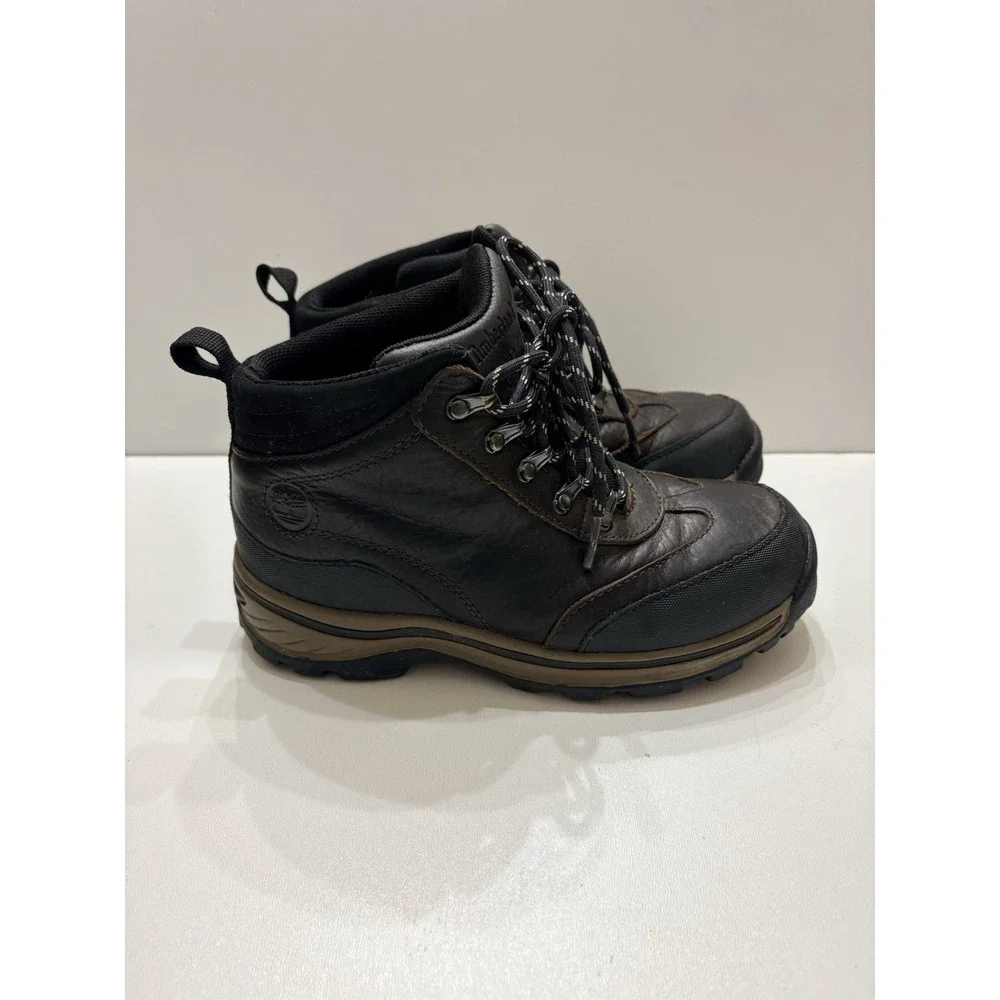 Timberland Back Road Hiker Boots Brown Leather Rubber Toe Youth Boys Sz 2